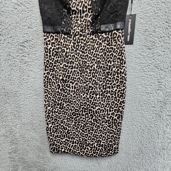 KARL LAGERFELD Paris‎ Sleeveless Leopard Print Dress Womens Size 2 NEW w/ Tag - Picture 4 of 15